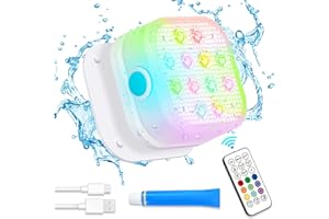 VIDOME Rechargeable Submersible Led Lights, Pool Lights with Remote, IP68 Full Waterproof Underwater Lights Built-in Magnet 16 Color Changing Floating Lights for Bathtubs, Ponds, Party Decor 1 Pack