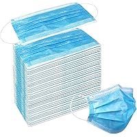 Wecolor 50 Pcs Disposable 3 Ply Earloop Face Masks, Suitable for Home, School, Office and Outdoors (Blue)