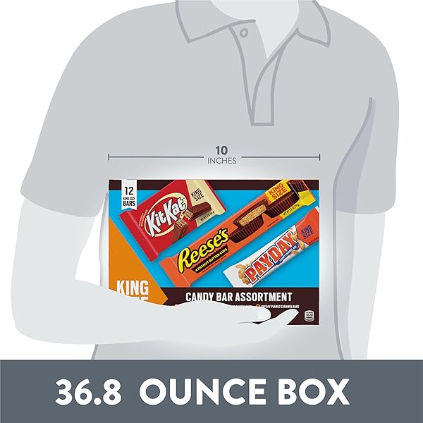 KIT KAT, PAYDAY AND REESE’S ASSORTED FLAVORED KING SIZE, CANDY VARIETY BOX, 36.8 OZ