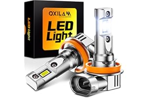 OXILAM New H11 LED Bulb 44000LM 10X Ultra-Brightness, 3 Min Quick Installation, 60000H Longer Lifespan Driving Light, IP68 Waterproof, No Flicker, 99% Compatibility, 2Pcs