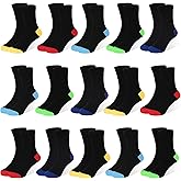 ZERULETS Kids Socks, 15 Pairs Toddler Sock Crew Mid Calf Cut Casual Dress Soft Socks for Boys Girls 1-13 Years