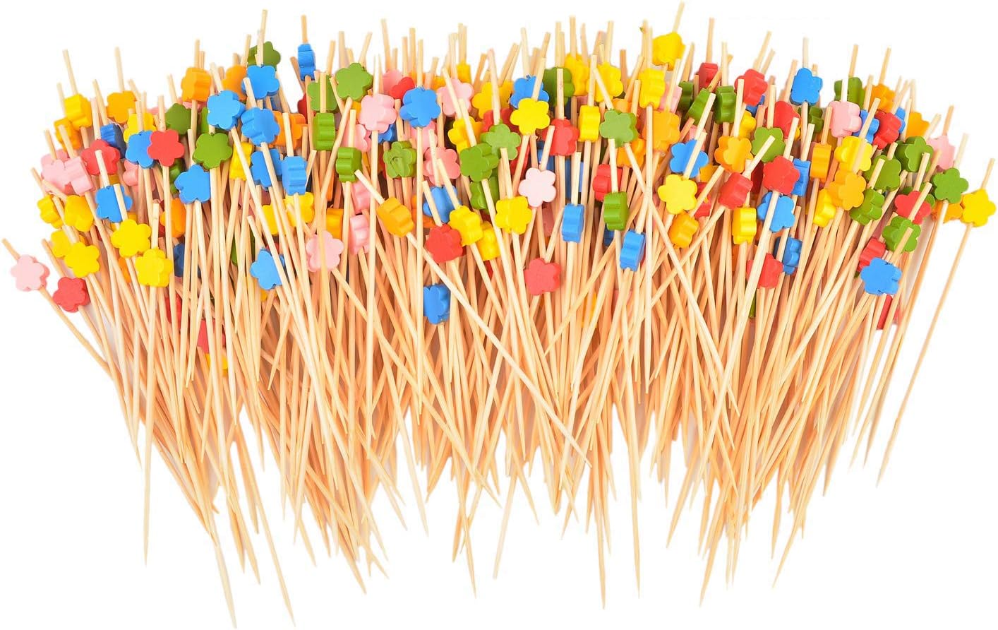 Vancool 300 Pieces Cocktail Picks Handmade Bamboo Toothpicks, 4.7 Inches Assorted Color Cherry