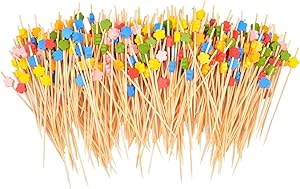 Vancool 300 Pieces Cocktail Picks Handmade Bamboo Toothpicks, 4.7 Inches Assorted Color Cherry