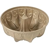 Martha Stewart Dunelle Decorative Fluted Cast Aluminun Round Cake Pan – 12-Cup Nonstick Tube Pan, Champagne Gold Bakeware