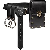 Ren Faire Costume Sets Medieval Belt Pouch Casual Fanny Pack Phone Holder Steampunk Festival Cosplay Accessory Waist Bag (1-Black)
