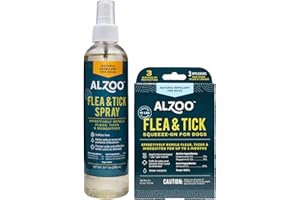 ALZOO Flea & Tick Repellent Squeeze-On for Dogs and 8 Fl. Oz. Flea & Tick Repellent Spray for Dogs, 100% Plant-Based Active Ingredients