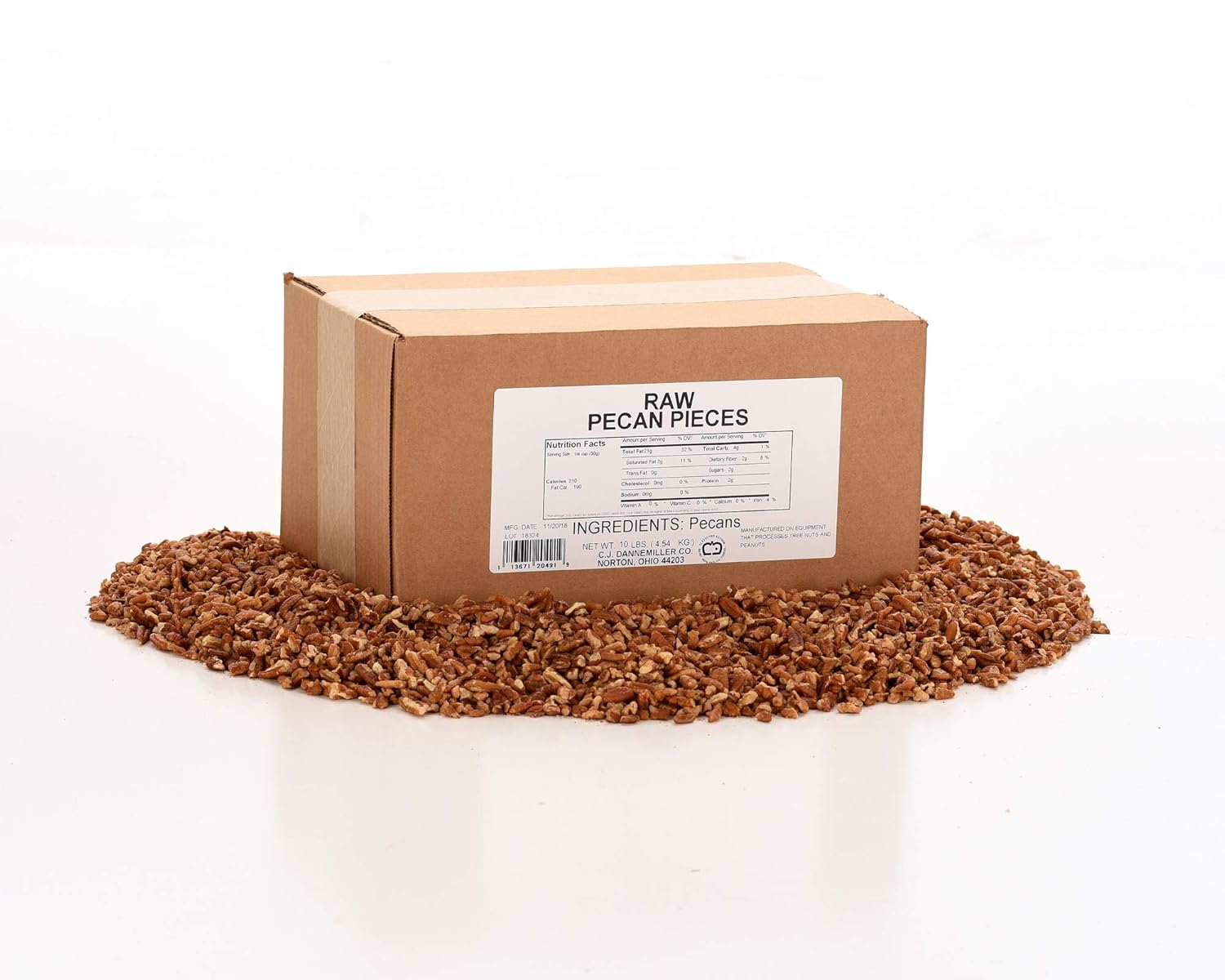 Pecans, Raw Pieces, 10 Lb. Bulk Case, Candy Making, Baking