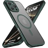 CellEver Strong Magnetic for iPhone 16 Pro Max Case with Camera Control Capture Button [Camera Protection] [Military Drop Protection] [Compatible with MagSafe] Slim Translucent Matte Cover, Dark Green