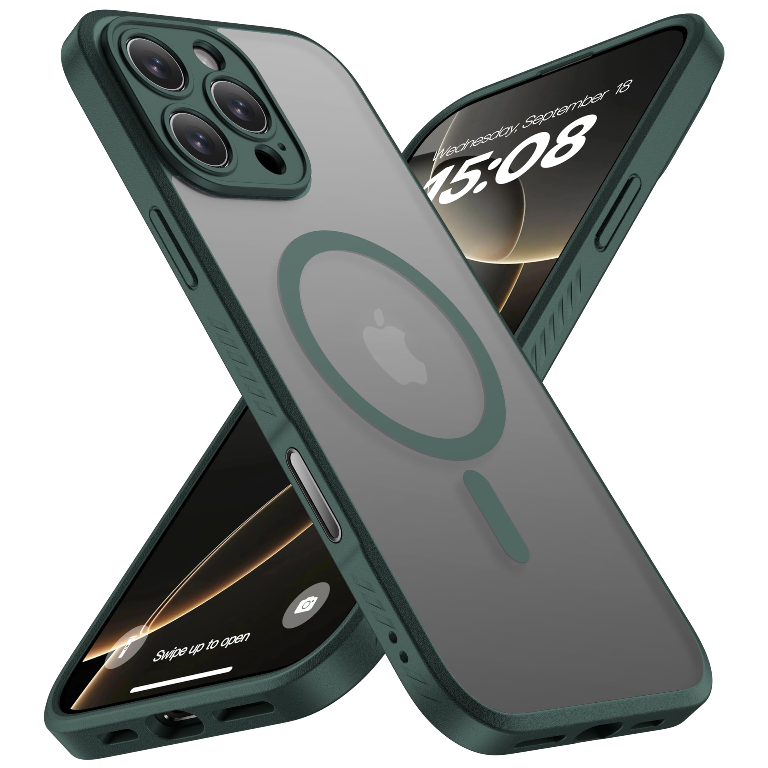 Photo 1 of CellEver Strong Magnetic for iPhone 16 Pro Max Case with Camera Control Capture Button [Camera Protection] [Military Drop Protection] [Compatible with MagSafe] Slim Translucent Matte Cover, Dark Green