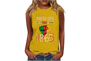 GENERIC Juneteenth Shirts Women Celebrating Black Freedom Day 1865 Tank Tops Sleeveless Crewneck Blouses African American Vests Tops