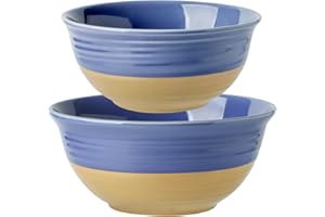 Hasense Large Mixing Bowls Set, 2.1/1.5 Qt (9.1 & 8.5 Inch) Ceramic Salad Serving Bowls Set of 2, Nesting Bowls Set for Cooking, Baking, Popcorn, Salad, Fruit, Microwave Dishwasher Safe, Purple