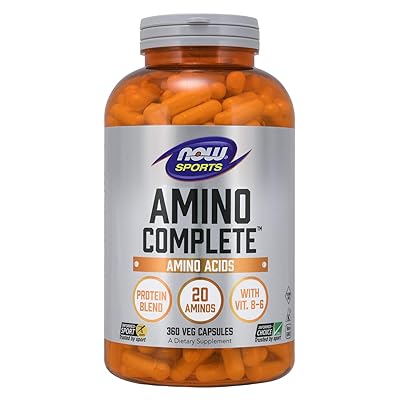 NOW Sports Nutrition, Amino Complete, Protein Blend With 20 Aminos and B-6, 360-Capsules