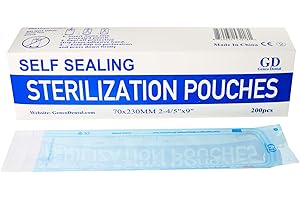Genco Dental Self Seal Sterilization Pouches for Dentists, Autoclave Sterilizer Bags for Cleaning Tools, 200 Pouches Per Box (1, 2.75” x 9”)