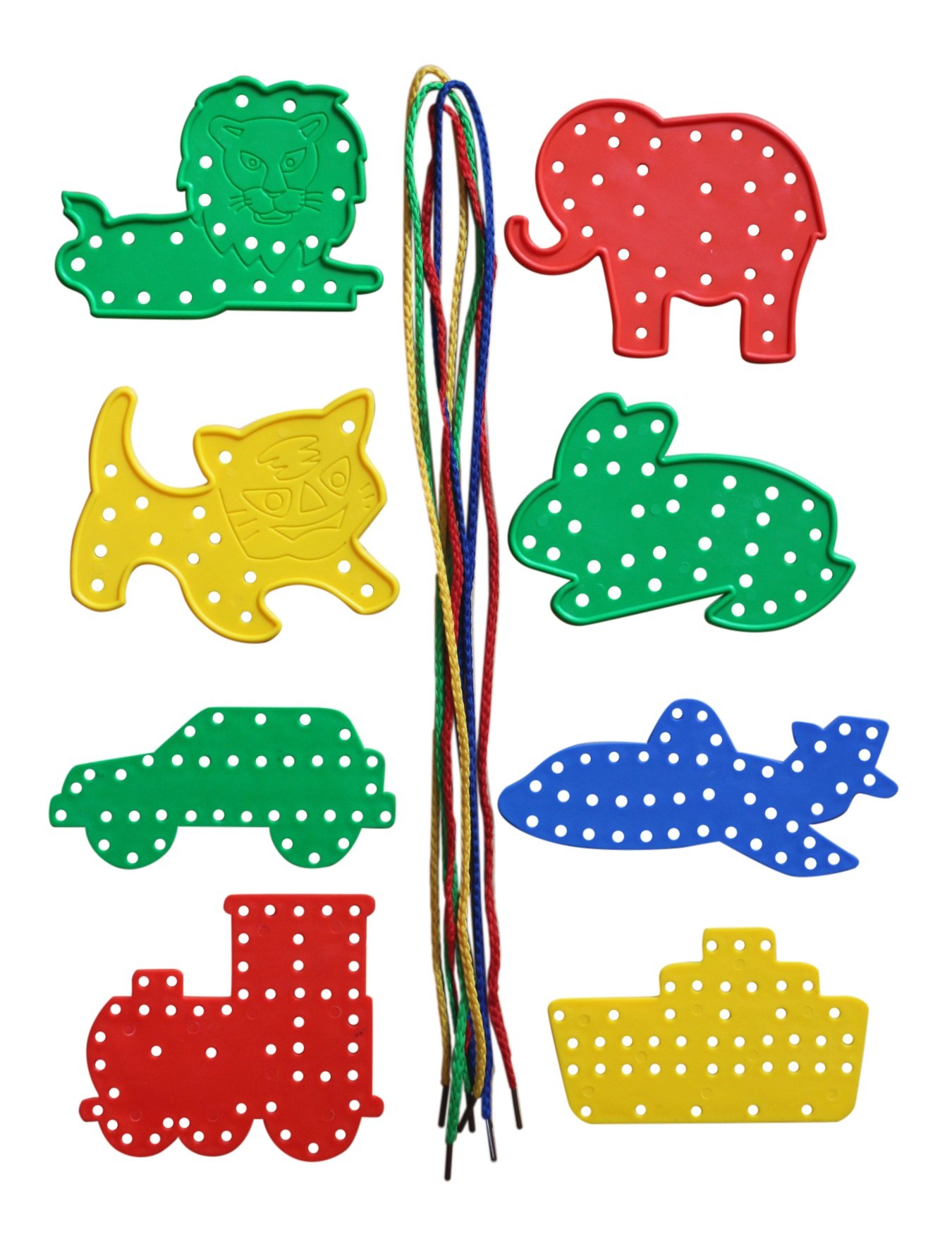 Fine Motor Skills Toys - 8 Animal and Transport Threading Toys and Lacing Cards with Threading Laces for 3+ Year Olds - EYFS Resources Toddler Activities Early Years Preschool Learning for Kids