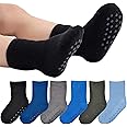 JORMATT 6 Pairs Toddler Thick Thermal Crew Socks Baby Winter Socks Boys and Girls Cute Warm Slipper Socks with Non Slip Girps
