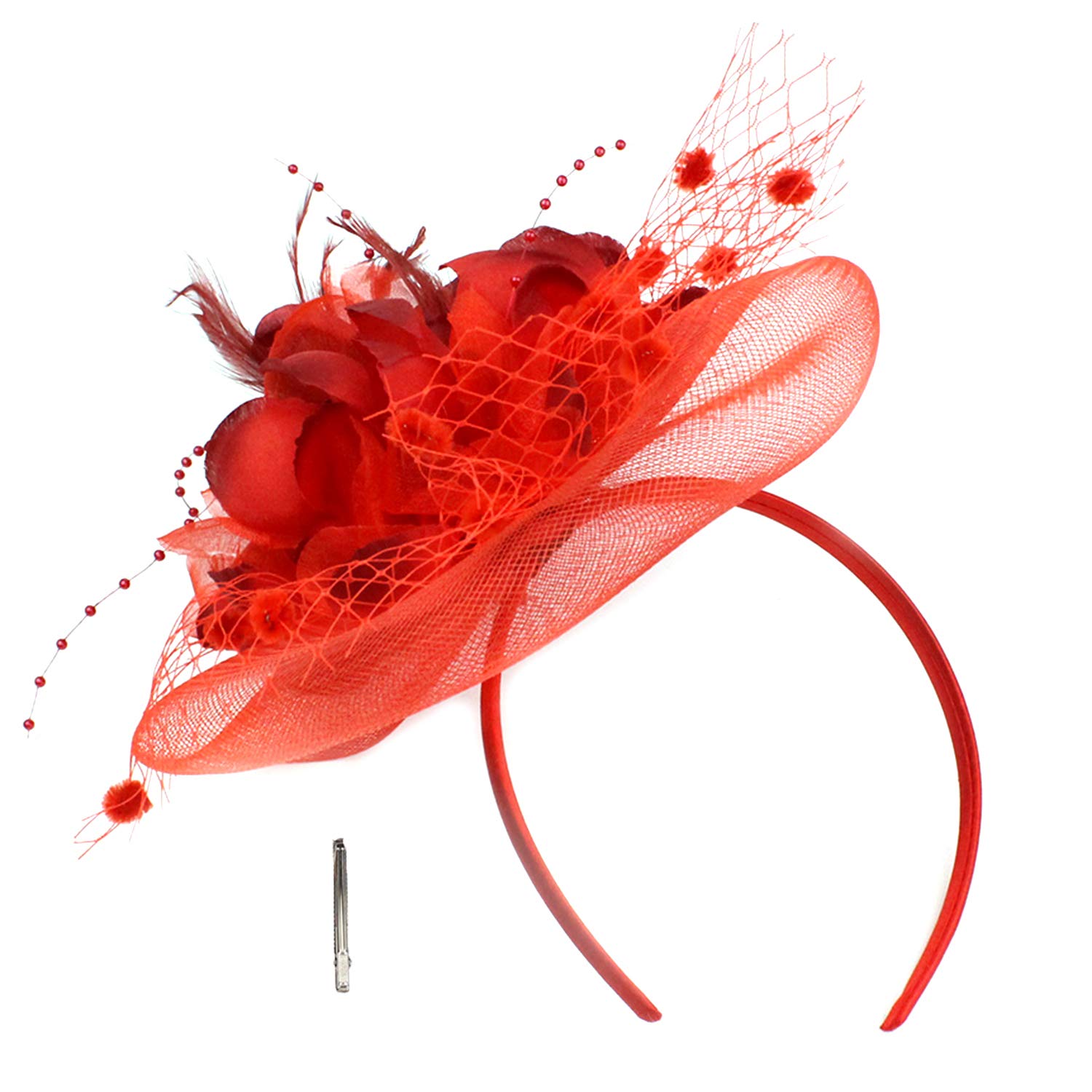 Women Feather Fascinator Flower Pillbox Hat Bowler Fascinators Hat with Hair Clip Loop Hairpin Bridal Wedding Headwear Hair Accessories for Evening Dance Church Party Race Hat Ascot Hats
