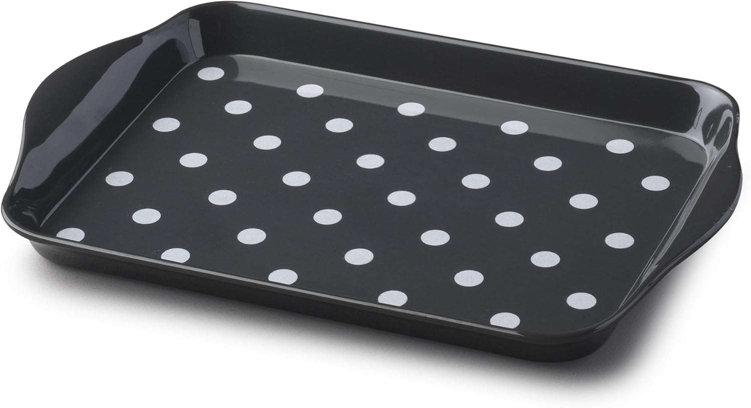 Zeal G200T Mini Serving Tray, Dotty Design 18cm x 14cm Dark Grey, 18 x 14 x 2 cm