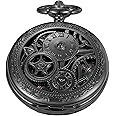 Vintage Mechanical Men's Pocket Watch, Roman Dial Clock Hand Wind Pocket Watch for Men with FOB Chain