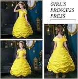 Vicloon Princess Belle Costume Dress 9Pcs Kids Dress Up Set Yellow Crown Wand view 6