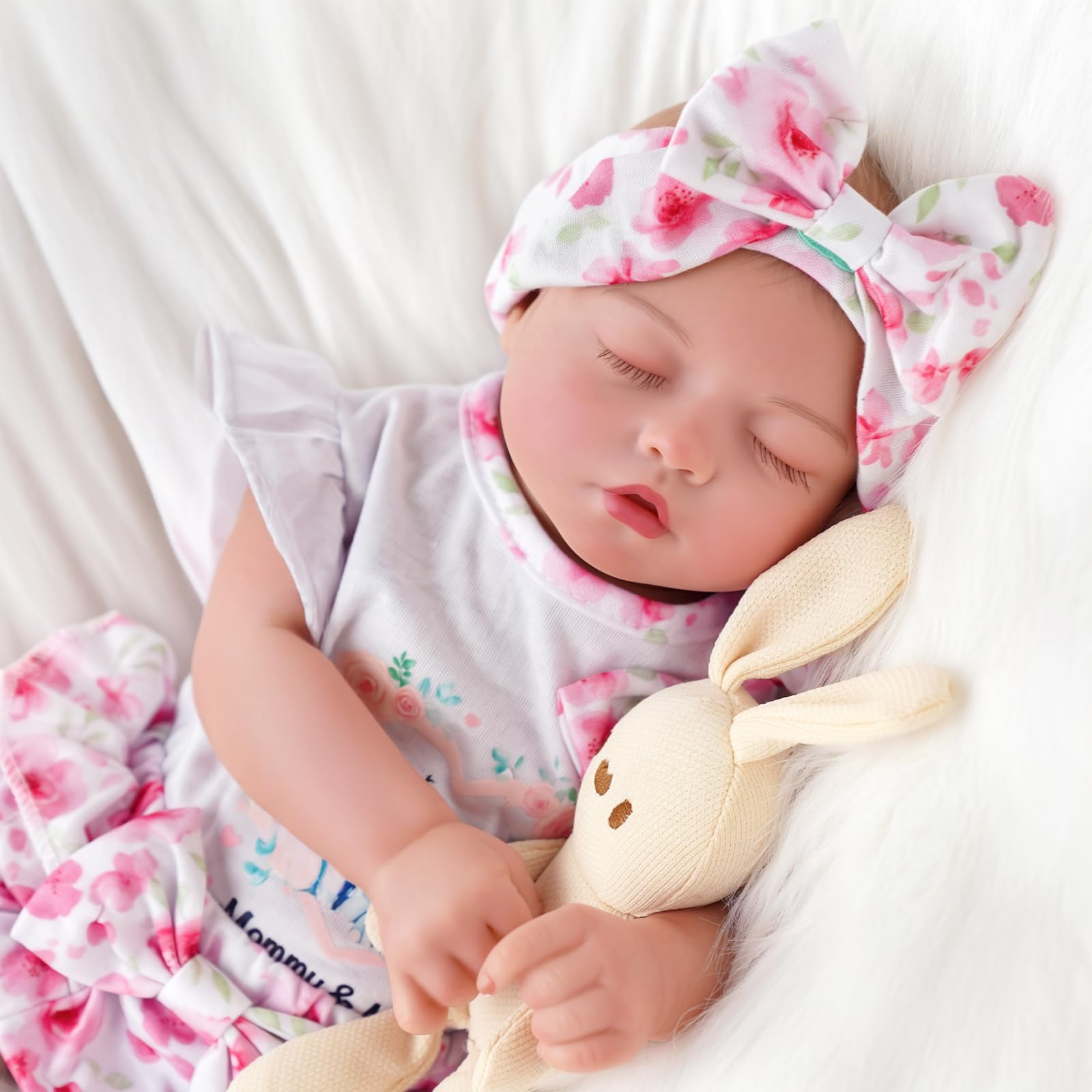BABESIDE Reborn Baby Dolls Girl - 17 Inch Lifelike Reborn Doll with Full Vinyl Body, Realistic Sleeping Newborn Doll with Outfit & Accessories for Kids 3+