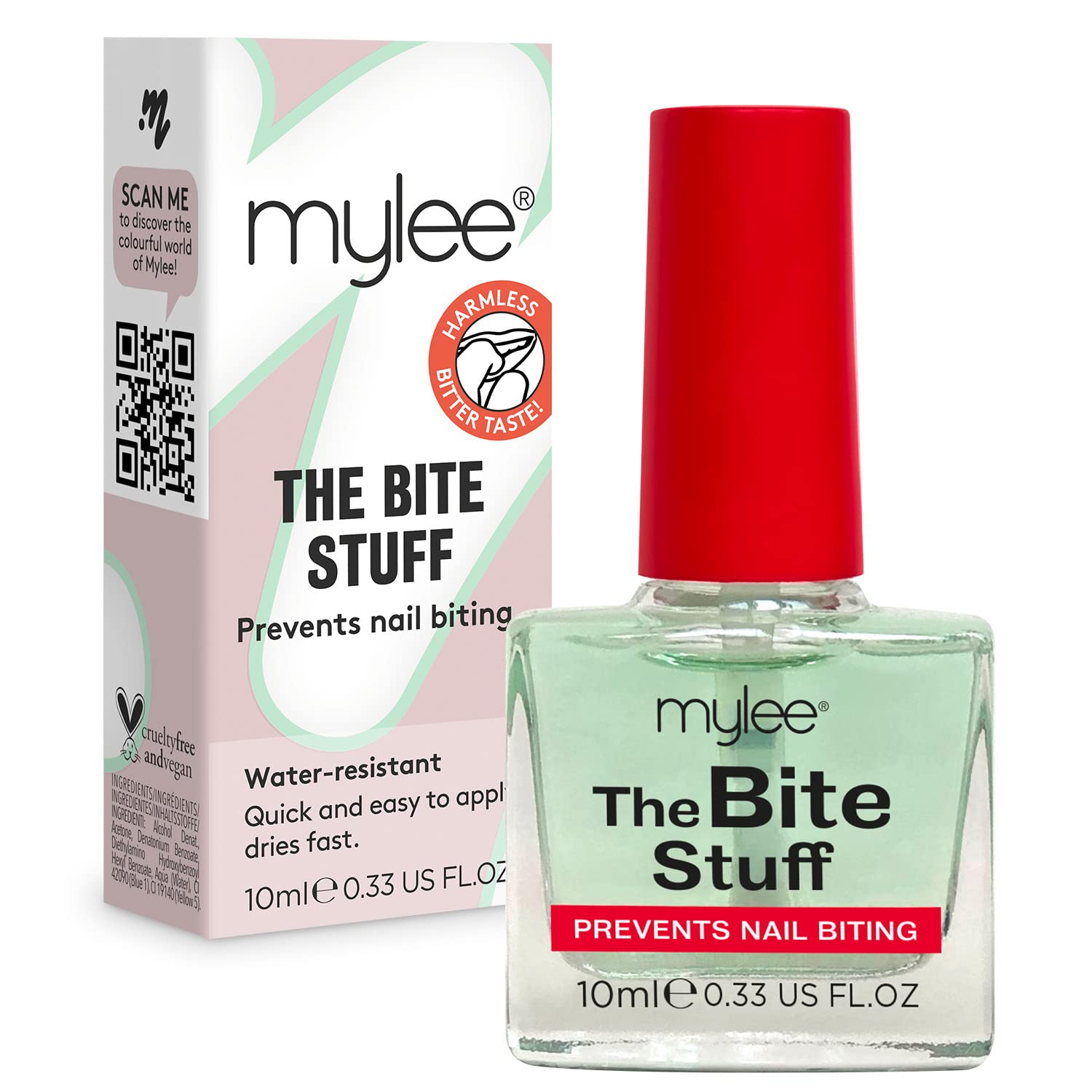 MYLEE The Bite Stuff - Stop Biting Your Nails Anti nail polish prevention, For adults & children Clear varnish, Fast and Easy application Water Resistant, 10 ml (Pack of 1)