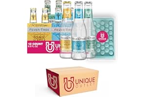 Fever-Tree 12 Pack of Tonic Collection 6.8 fl oz Glass Bottles + 1 Sphere Ball Ice Tray Mold by Unique Outlet Brand