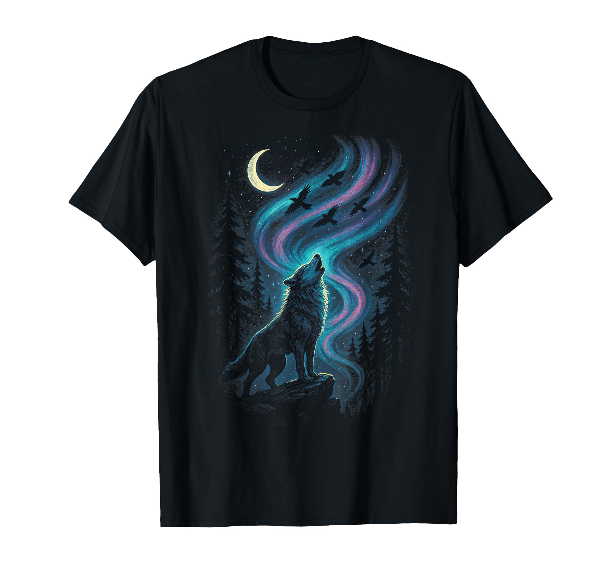 Photo 1 of Wolf Aurora Nature Howling Wilderness Night T-Shirt