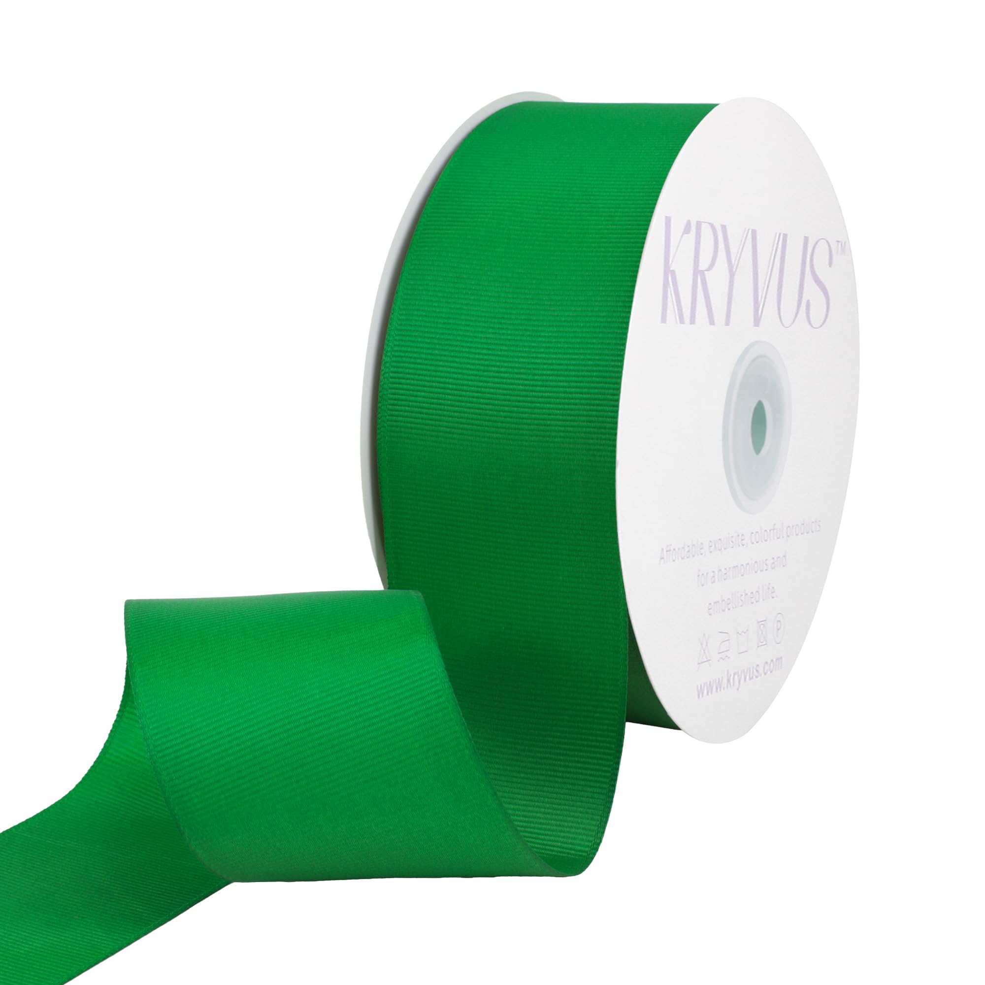 Kryvus Green Grosgrain Ribbon, Emerald Green Ribbon 50mm x Continuous 45 Metres, Emerald Grosgrain Ribbons Perfect for Gift Wrapping, Crafts, Sewing, Wedding Decor, DIY Hair Accessories and More