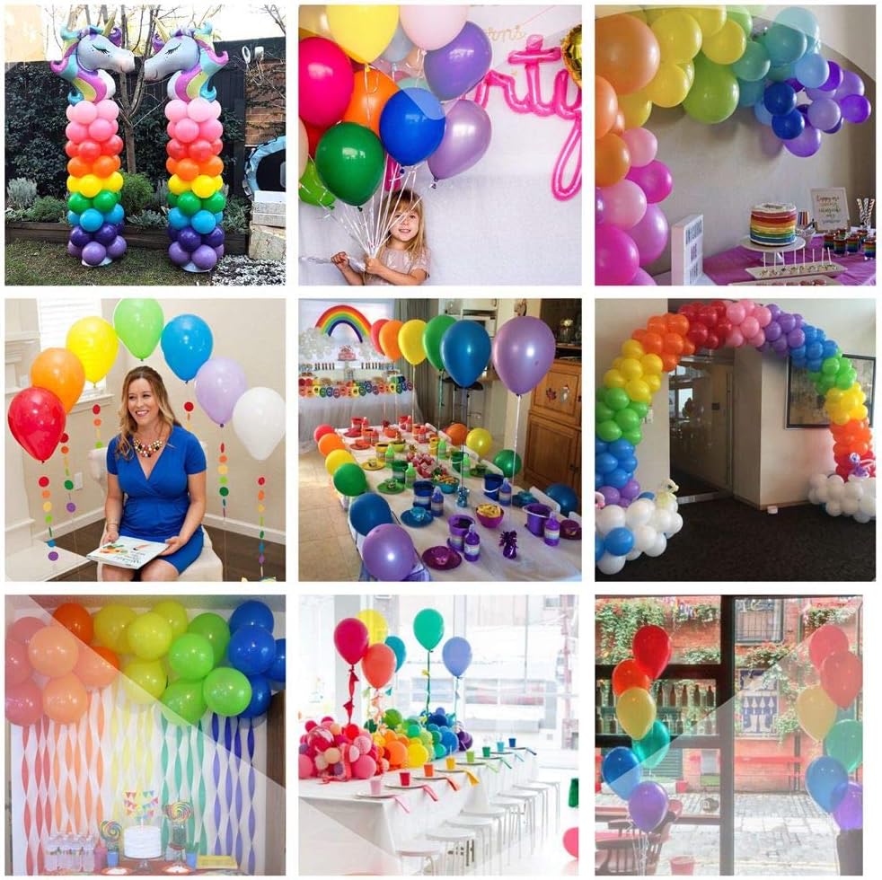 Party Balloons 12 inch Assorted Color Balloons 110 Pack Rainbow Balloons Latex Balloon With Confetti Balloons For Birthday Party Decor: Toys & Games