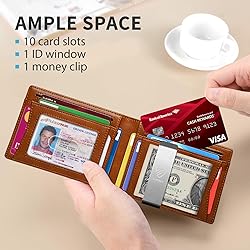 RUNBOX Mens Slim Wallet with Money Clip RFID