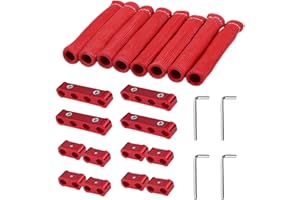 TUHOOMALL 12pcs Spark Plug Wire Separator Divider & 8pcs Spark Plug Boot Protector, Heat Shield Sleeve for 8mm-10mm Wires, 2500° Heat Shield, Aluminum Alloy Ignition Wire Divider, Red