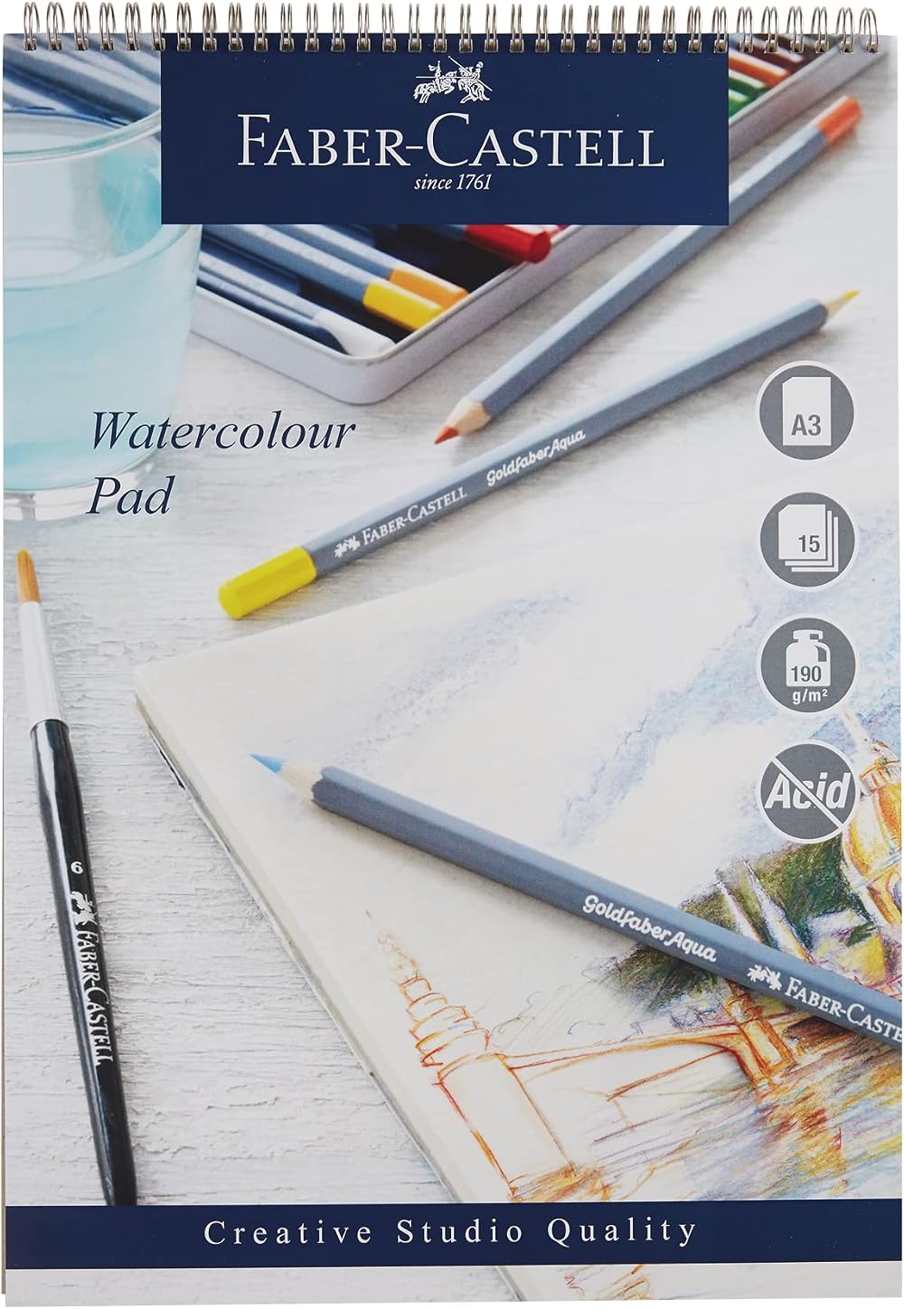 Faber-Castell Creative Studio Watercolour Pad A3 190 GSM 15 Sheets