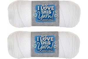 Hobby Lobby I Love This Yarn - 4 Medium 100% Acrylic Yarn for Crocheting & Knitting Blankets, Hats & Accessories, Set of 2, 10 White