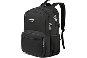 KUOSDAZ Travel Laptop Backpack for Men, College Bookbag for Men, 15.6 Inch Casual Back Pack with USB Charging Port, Water Resistant Anti Theft Business Work Bag, Computer Backpack Casual Daypack, Black
