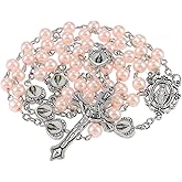 OEMOO Rosary Beads Catholic, Rosary Necklace with Leather Pouch with Magnetic Top Bag for Men and Women Christian Gifts