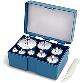 QP Calibration Weights 1000g, 8PCS OIML Class M1 Precision Scale Weight Set | Stainless Steel, Chrome-Plated Mirror Polish, 10g 20g 50g 100g 200g 500g, with Tweezers, for Gram Scale, Lab Scale