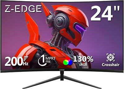 Z Edge 24 Inch Curved Gaming Monitor 200Hz 1ms MPRT FHD VA FreeSync