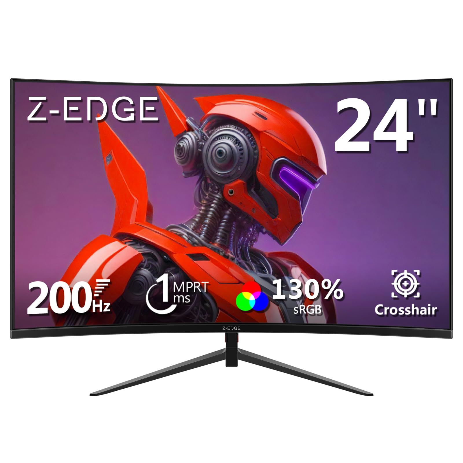 Z-Edge 24 Inch Curved Gaming Monitor 200Hz 1ms MPRT, 16:9 Full HD 1080P LED Monitor, VA Panel, 300cd/m² Brightness, FreeSync, HDMI & DisplayPort - Black