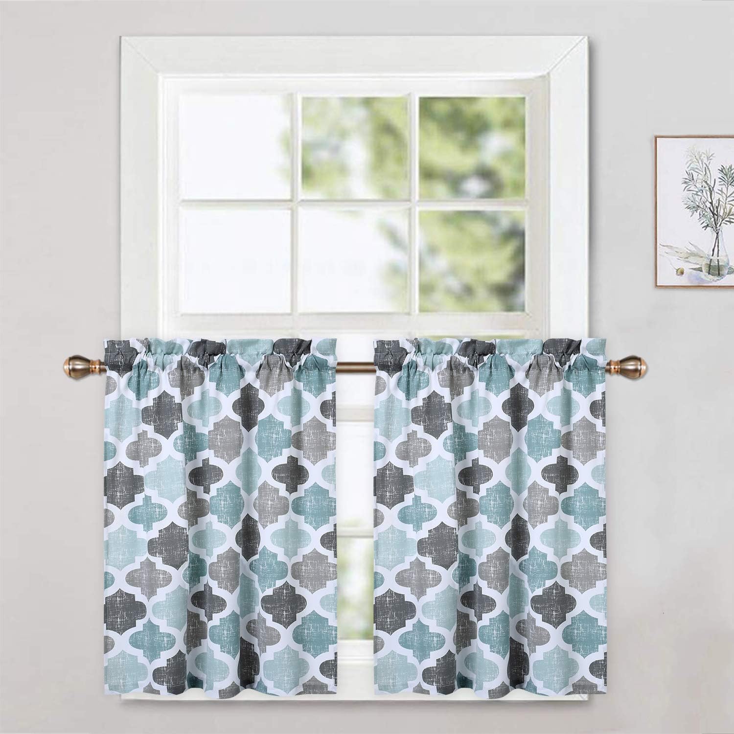 CAROMIO 30 Inch Kitchen Curtains, Quatrefoil