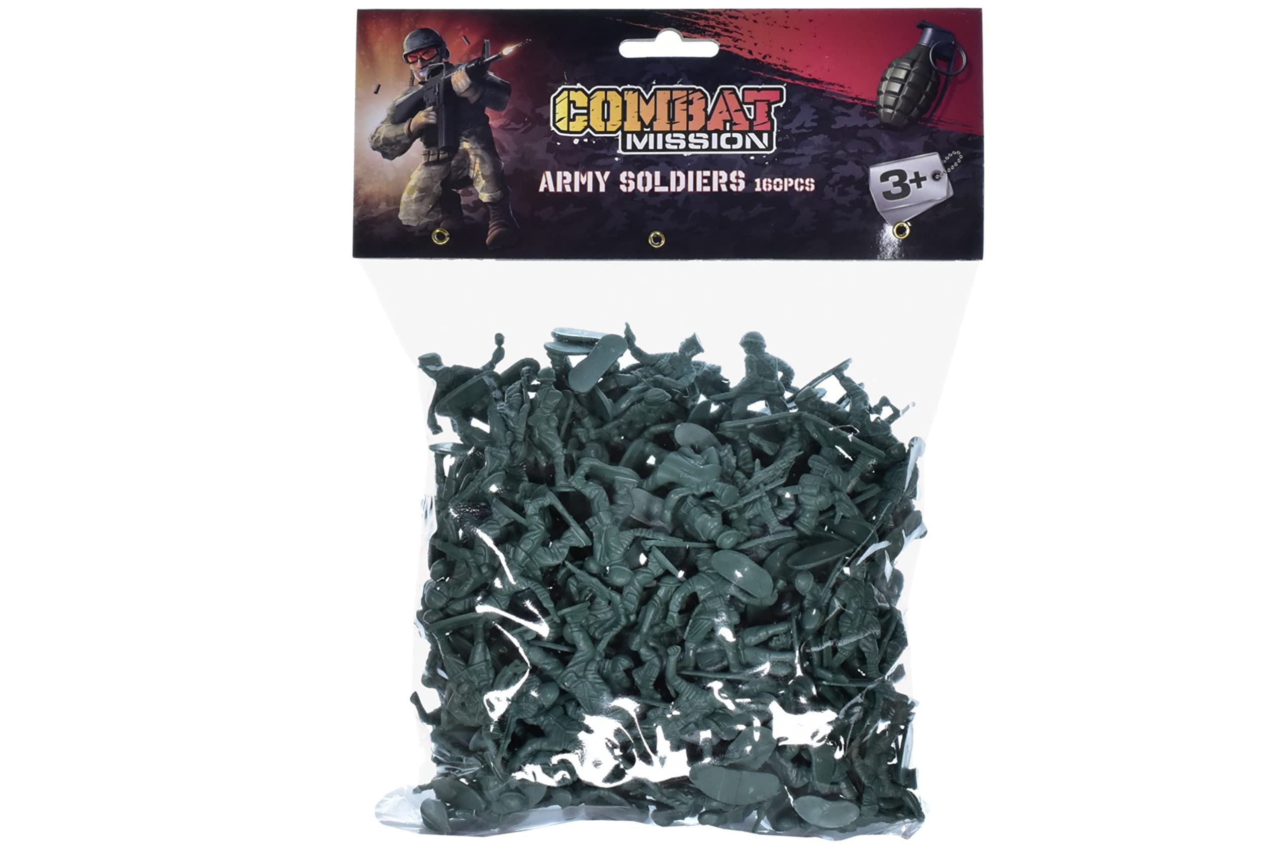 KandyToys Combat Mission 160 Piece Plastic Toy Soldiers – Bag of Traditional Green Army Soldier Figures