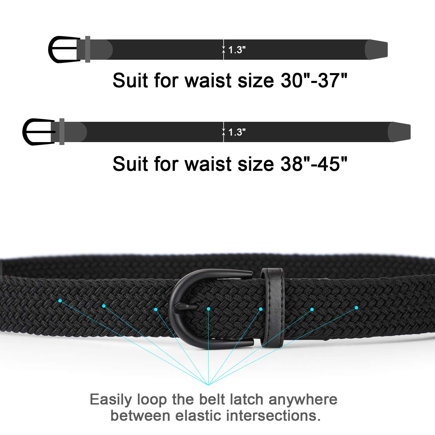 Braided Canvas Stretch Belt Elastic Casual Belt for Men/Women/Junior 1.3\