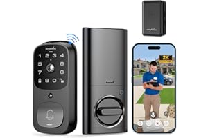 ARPHA Smart Door Lock with Video Camera - 6 in 1 Camera+Doorbell+Fingerprint Keyless Entry Door Lock, Wi-Fi Smart Locks for Front Door with 32GB SD Card, Electronic Digital Door Lock with Keypad