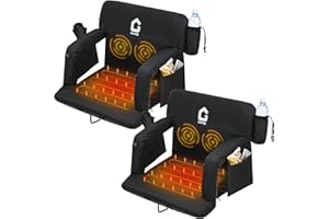GARVEE Massage & Heated Stadium Seats with Back Support and Padded Cushion - 3 Level Heating & Massage Extra Wide Bleacher Chair with Anti-Slip Mat - Football Seats, 6 Adjustable Angle, Pockets, Cup Holder