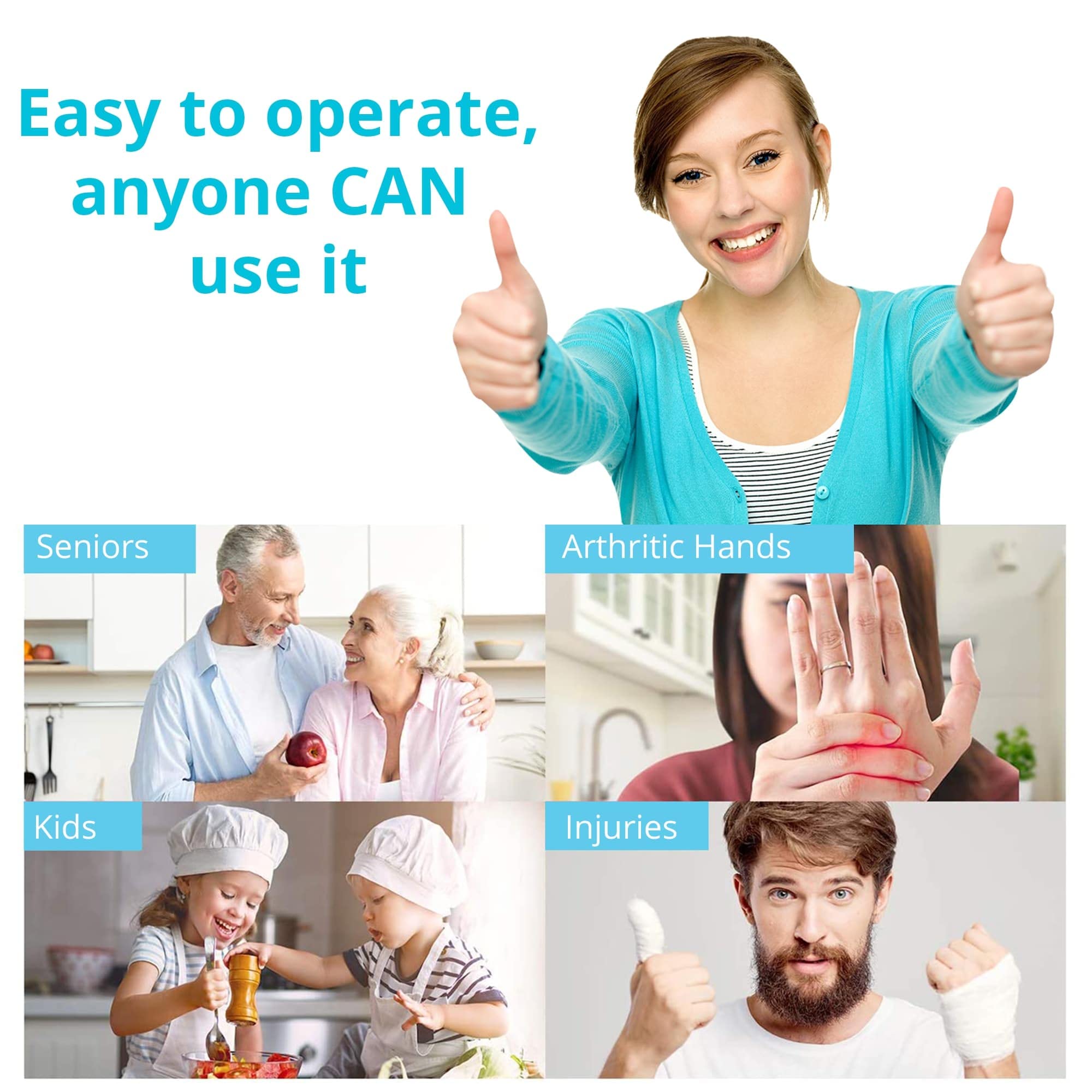 Kitchen Mama Auto Electric Can Opener : Open Your Cans with A Simple Press of Button - Automatic, Hands Free, Smooth Edge, Food-Safe, Battery Operated, YES You CAN (Sky Blue)