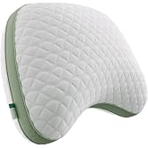 Novilla Tencel Curved Side Sleeper Pillow for Neck and Shoulder Pain Relief | Adjustable CertiPUR-US Shredded Memory Foam Pillow for Side and Back Sleeper, with OEKO-TEX Washable Cover, Queen Size