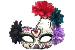 Coolwife Women's Masquerade Mask Mexican Day Of The Dead Sugar Skull Eyemask Masque Fancy Dress