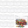 Leinuosen 50 Pcs 2 x 2 x 2 Inch Clear Acrylic Plastic Box with Lid Square Candy Containers for Party Favors Small Square Cube Storage Candy Box for Pill Tiny Earring Jewelry Herb Bead Gifts