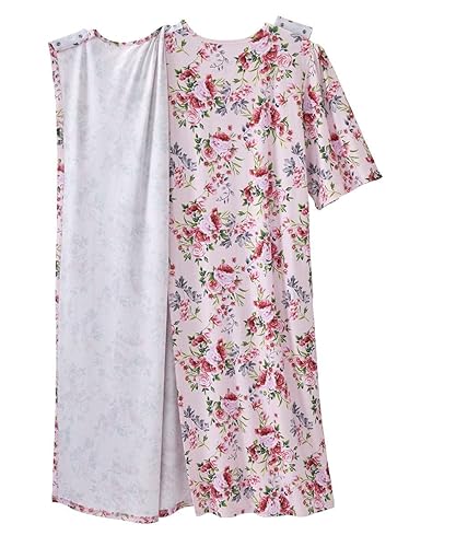 knee length dresses for ladies Darla Floral Pink Night Gown w/ Pockets