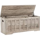 VANKILEY 47.2" Storage Chest Extra Large,Storage Trunk with 2 Safety Hinges,Wooden Storage Bench,Shoe Bench,47.2x15.7x19.1 In