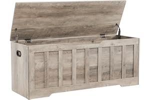 VANKILEY 47.2" Storage Chest Extra Large,Storage Trunk with 2 Safety Hinges,Wooden Storage Bench,Shoe Bench,47.2x15.7x19.1 Inch,Easy Assembly,Storage Bench for Bedroom,Living Room,entryway(Greige).